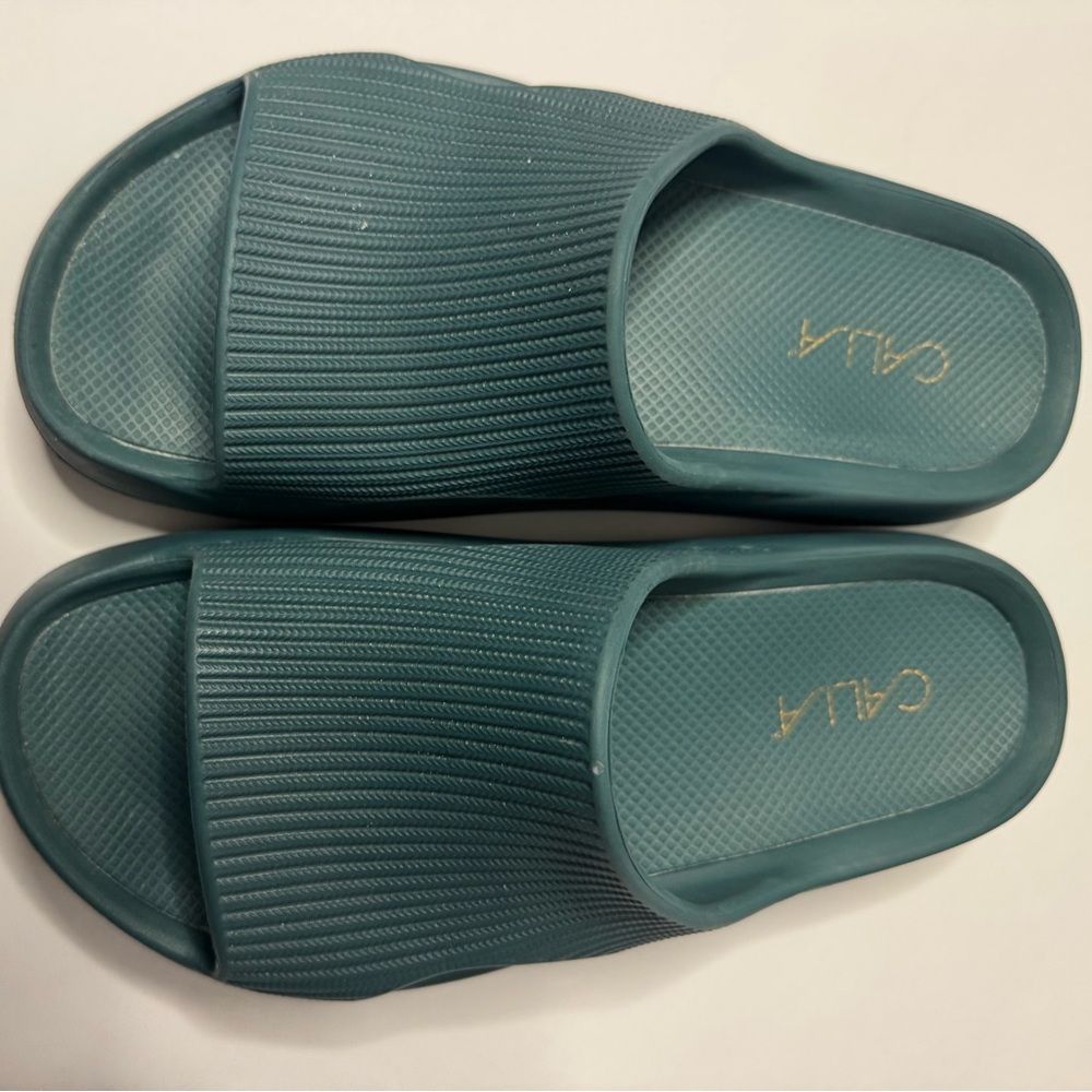 CALIA Teal Slide Sandals